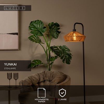 Lucide YUNKAI - Stehlampe - Ø 40 cm - 1xE27 - Natürlich